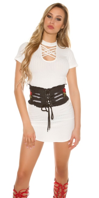 Trendy Jeans waist belt with patches Black